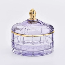 China Lavender purple glass candle jars with glass lid wholesale for home decoration manufacturer