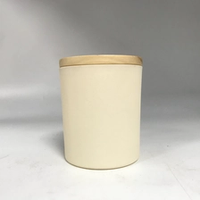 China off-white glass candle jars with wood lid manufacturer