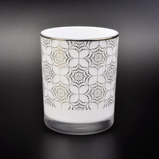 China Glass jars container candle jar, white glass candle holder for home decor manufacturer