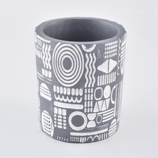 China cement candle jar with white debossed patterns, cylinder candle jars home decor manufacturer