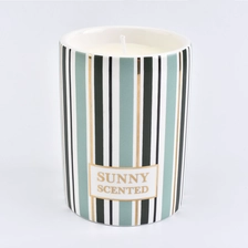 China ceramic candle vessel with colored stripes, fancy candle jar 8 oz candle holder manufacturer
