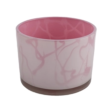 China pink inside painted glass vessel for candle making, 3 wick candle jar wholesale manufacturer