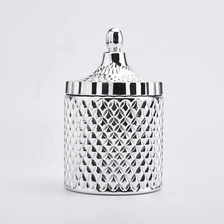 China Metallic Diamond Glass Candle Jars with Lids Home Decor Wholesales manufacturer