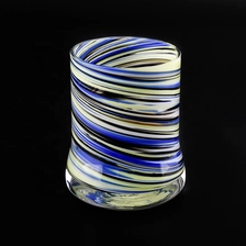 China tricolored glass jars unique curved bottom glass candle jar hand made manufacturer