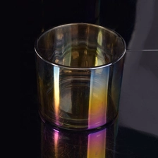 China Wholesales iridescent empty candle glass holder Iridescent Glass Candle Jars Home Decoration manufacturer