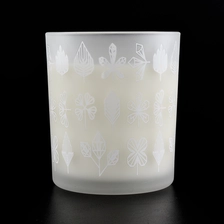 China white glass candle jar, frosted candle holder with custom pattern 12 oz manufacturer