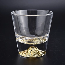 China 6oz gold glass candle jars with mountain design manufacturer