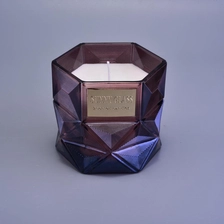 China Hexagon Glass Candle Jars Votive Holders with Golden Spraying for Home Decor manufacturer