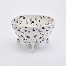 China Large Footed Ceramic Vessel Ceramic Candle Holder with Dots Home Decoration manufacturer