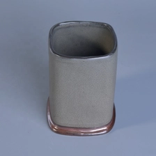 China Square brown ceramic candle containers votive church iridescent jars candle holders home decoration wholesale manufacturer
