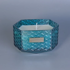 China Wholesales Hexagon Glass tealight candle vessel with wood lids manufacturer