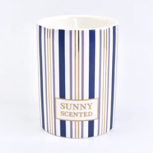China elegant ceramic candle jar with stripes,empty ceramic candle jar for candle making manufacturer