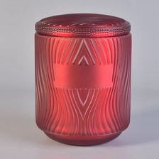 China Red glass candle container with silver inside, luxury glass candle holder with glass lid for home decor manufacturer