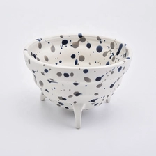 China Triple Footed Ceramic Candle Holders Dotted Bowls Home Decor manufacturer