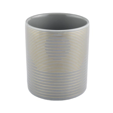 China manufacturer empty grey porcelain luxury ceramic candle jars in bulk with plating manufacturer