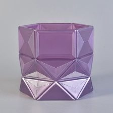 China luxurious glass candle holder, purple glass candle jar unique design manufacturer