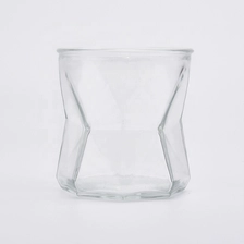 China Irregular Geometric Clear Glass Candle Vessel Home Decor Wholesales manufacturer