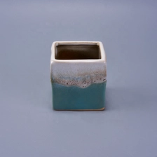 China 220ml Reactive Stoneware Square Jar  Ceramic Candle Vessel for Home Decoration manufacturer