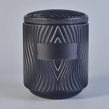 China Black glass candle holder, textured glass jar for candle making manufacturer