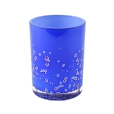 China 6 oz 10 oz 12 oz Supplier blue glossy glass candle holder for candle making manufacturer