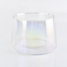China Ion plating glass candle vessel, bell shaped glass jar iridescent shiny color manufacturer