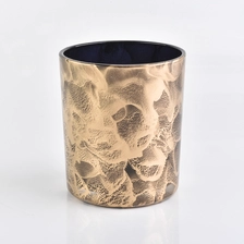China gold cloud surface candle  container, unique glass candle jar for home decor manufacturer