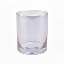 China ion plating glass vessel for candle making, shiny colored glass candle container manufacturer