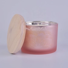 China decorative 3 wick pink glass candle making supplies jars and lid manufacturer