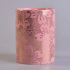 China Red glazed candle jars with shiny gold printing, customized ceramic candle jars 310ml manufacturer
