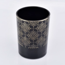 China empty candle container glass jar, black glass candle holder for home decor manufacturer