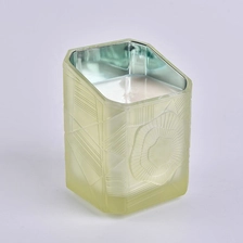 China Sunny new design Trapezoid crystal square Luxury glass candle jar holder manufacturer