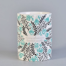 China ceramic candle holder with colorful decal, custom made decorative ceramic candle jars manufacturer