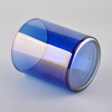 China translucent blue glass candle vessel, shiny blue glass candle holders manufacturer