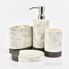 China 4pcs Mable amenity ceramic bathroom hotel accessories sets lotion dispenser toilet decor in bulk manufacturer