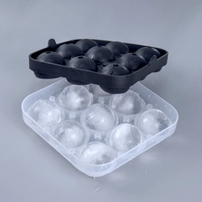 porcelana Benhaida Molde para hacer bolas de hielo de 2 pulgadas, a prueba de fugas, de primera calidad, para whisky, sin BPA, fácil de liberar, molde para bolas de hielo de silicona de 9 cavidades fabricante
