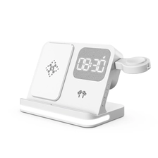 Chine Réveil de charge sans fil personnalisable 5 en 1 15 W avec veilleuse tactile et module USB détachable pour Apple Watch et Samsung Galaxy Watch (MH-Q460) fabricant