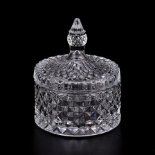 China luxury geographic cut  glass candle holder with lid manufacturers manufacturer