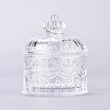 China 6 OZ castle clear glass candle holder with  floral designs manufacturer