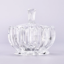 China Luxury 7 OZ vertical stripe clear glass candle holder with lid manufacturer