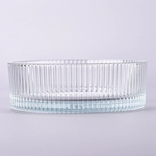 China hot sale large capacity vertical stripe glass candle holder manufacturer