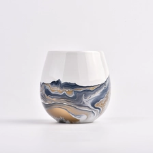 China hot sale 12 OZ  round  bottom ceramic candle holder with art painting manufacturer