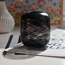 China Luxury custom black thin flash cylindrical glass candle jar manufacturer