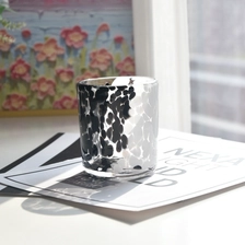 China Wholesale custom made black and white spotted glass candle jars manufacturer