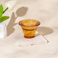 China New Arrival Transparent Amber Glassware Candle Jar Votive Holder Supplying manufacturer