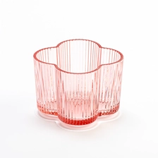 China Flower Shape Transparent Colored Glass Container Scented Candle Holder Wholesaling manufacturer