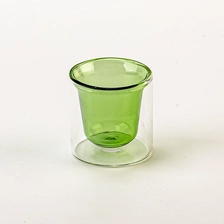 China Small Capacity Double-walled Colored Glass Cup Soy Candle Vessel Wholesaling manufacturer