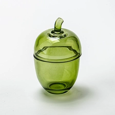China New Arrival Glossy Color Transparent Glass Jar 3oz Candle Vessel with Lid manufacturer
