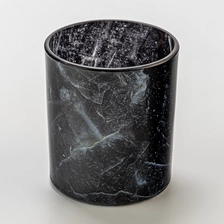 China Luxury Black Marble Pattern Glass Candle Holder Jar for Scented Candle manufacturer