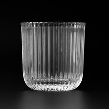 China New Design Vertical Stripe Glass Container Scented Candle Jar Supply manufacturer