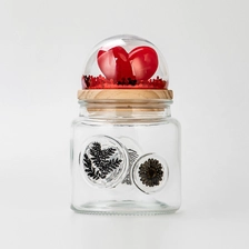 China Home Decor Creative Style Glass 511ml Candle Jar with Wood Lid manufacturer